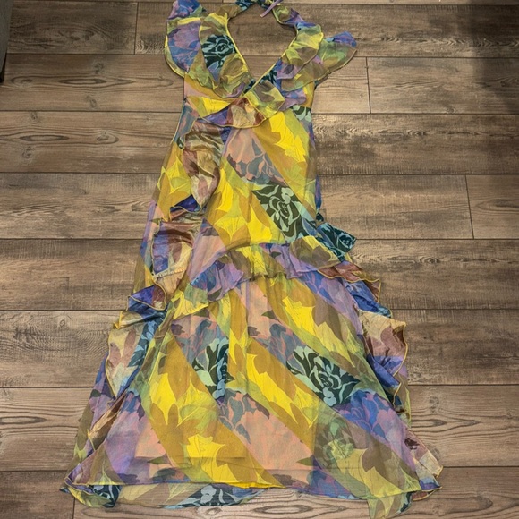 Nasty Gal Mixed Floral Print Ruffle Maxi Dress Size 6 - Picture 6 of 8